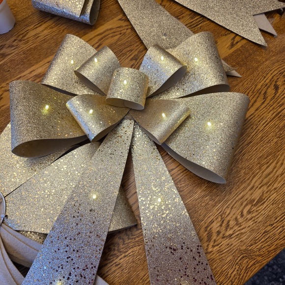 Other - Gold Glitter Christmas Wedding  LED Lights Battery Operated Decoration 24"